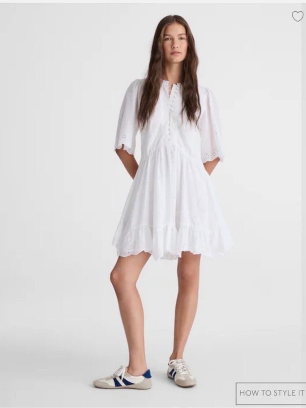 Madewell Eyelet Flutter Sleeve Mini Dress in Cotton 00 White